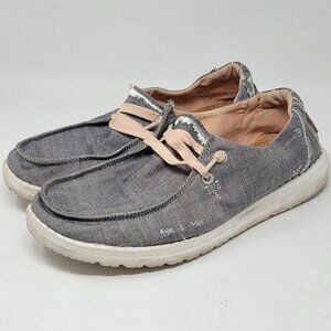 Hey Dude Women's 7 Wendy Boho‎ Gray Aztec Slip On Casual Shoes